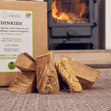 Dinkies, hardwood kiln dried small logs with two KindleFlamers natural firleighters