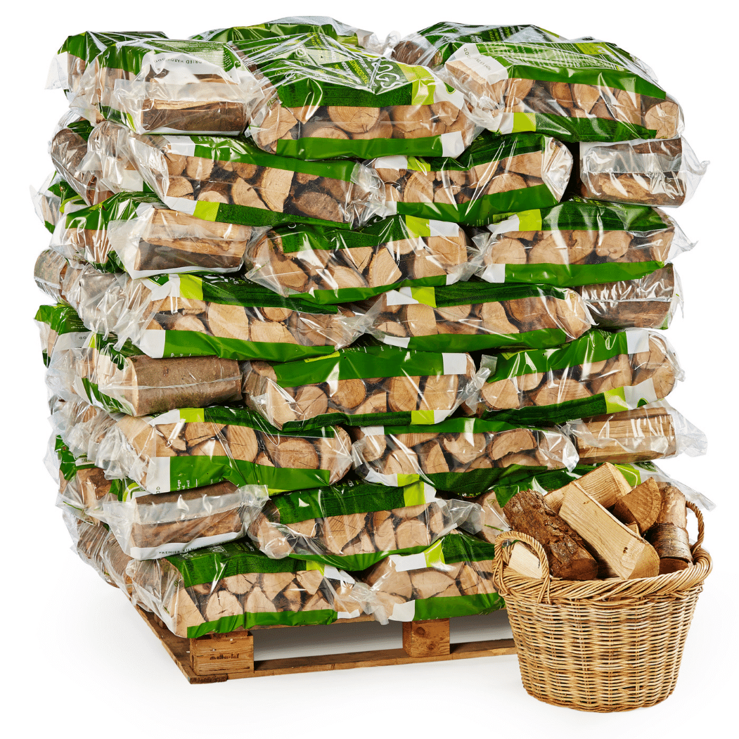 80 bag pallet of kiln dried logs in small plastic bags