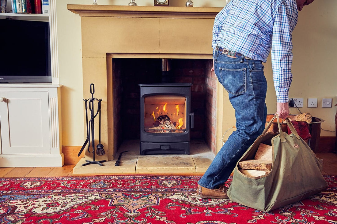 Ecodesign woodburner in UK living room setting