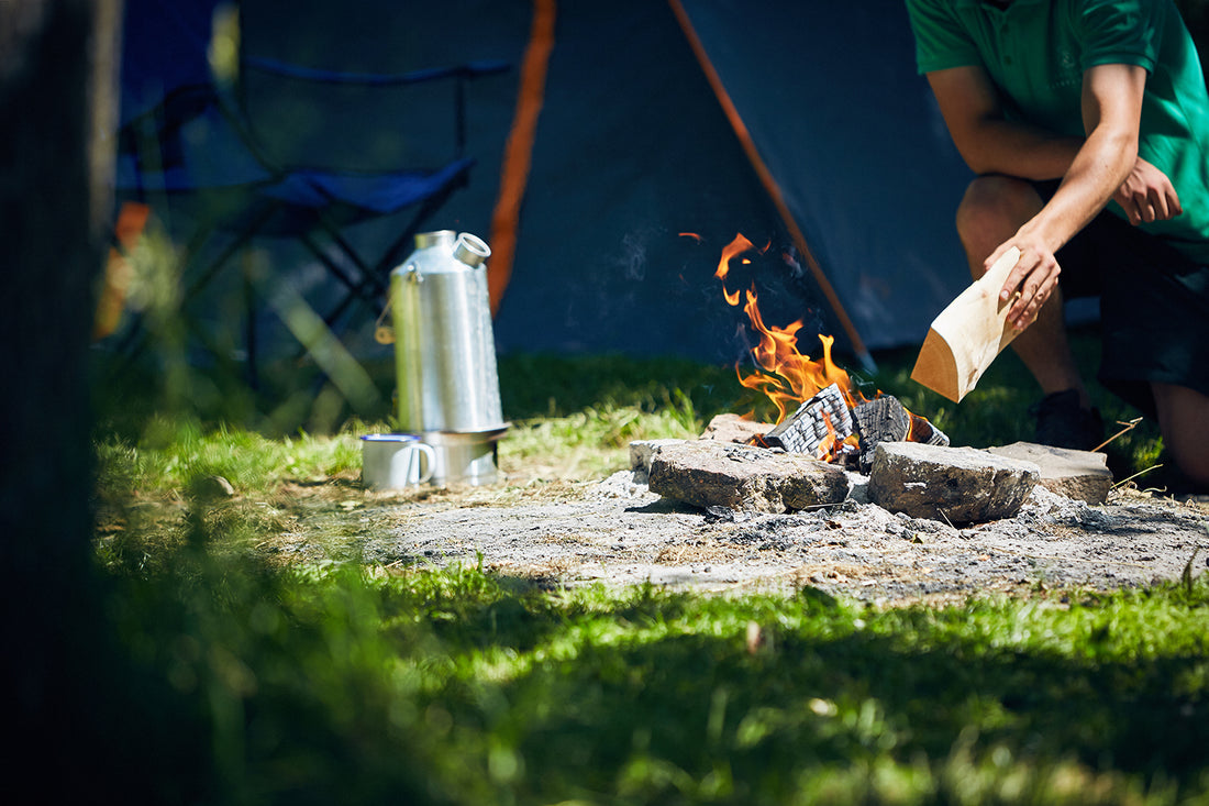 campfires at penhein glamping site with kiln dried logs