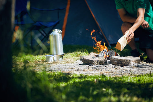 campfires at penhein glamping site with kiln dried logs