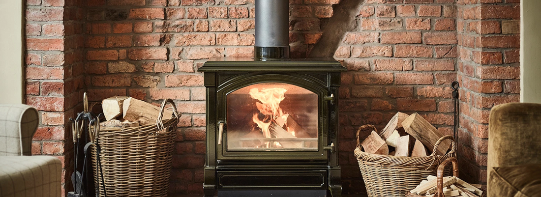 Lit stove with kiln dried logs