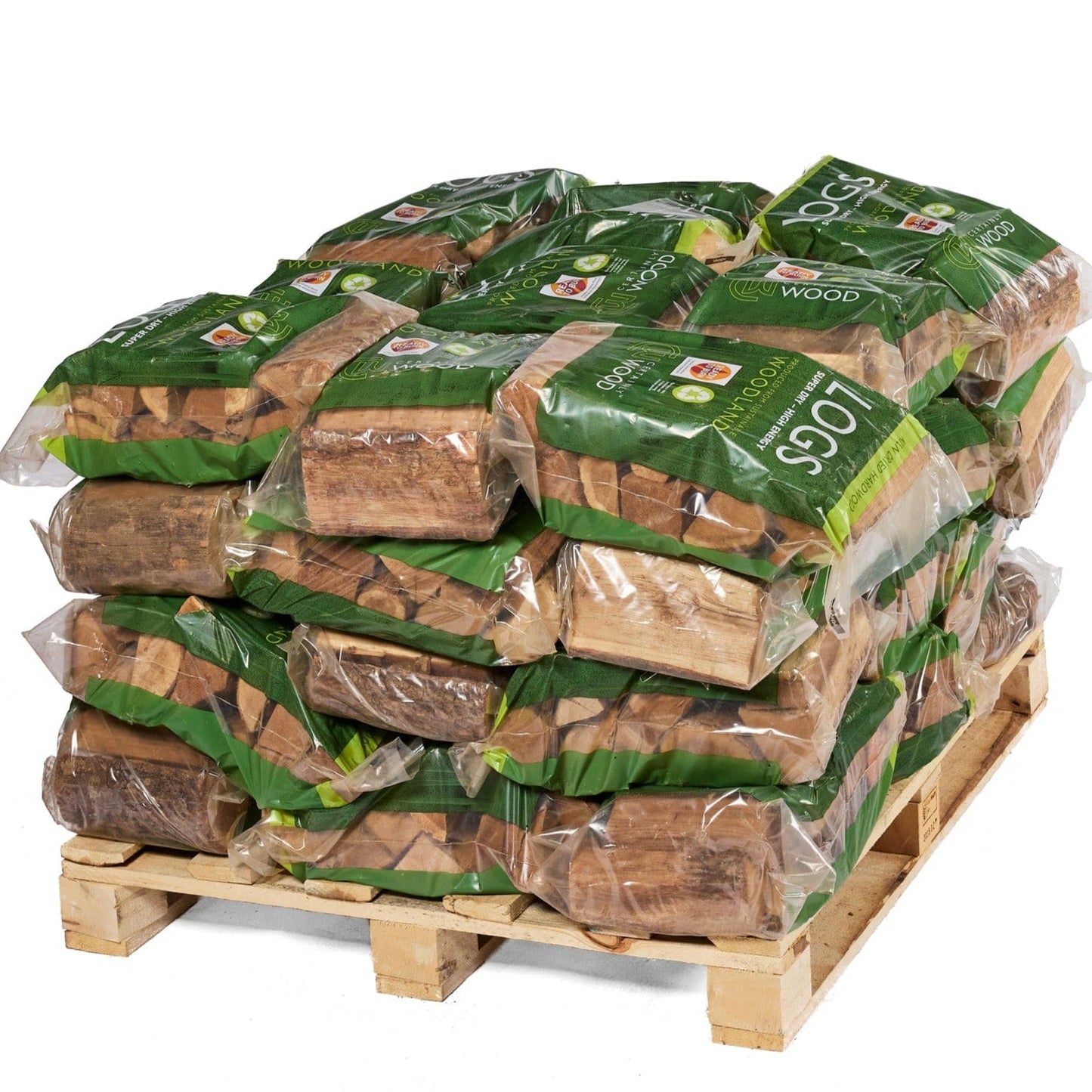 40 ash log bags on a pallet