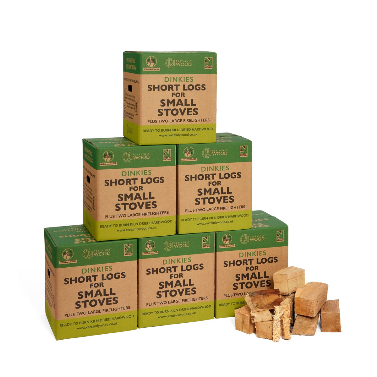 6 boxes of small logs