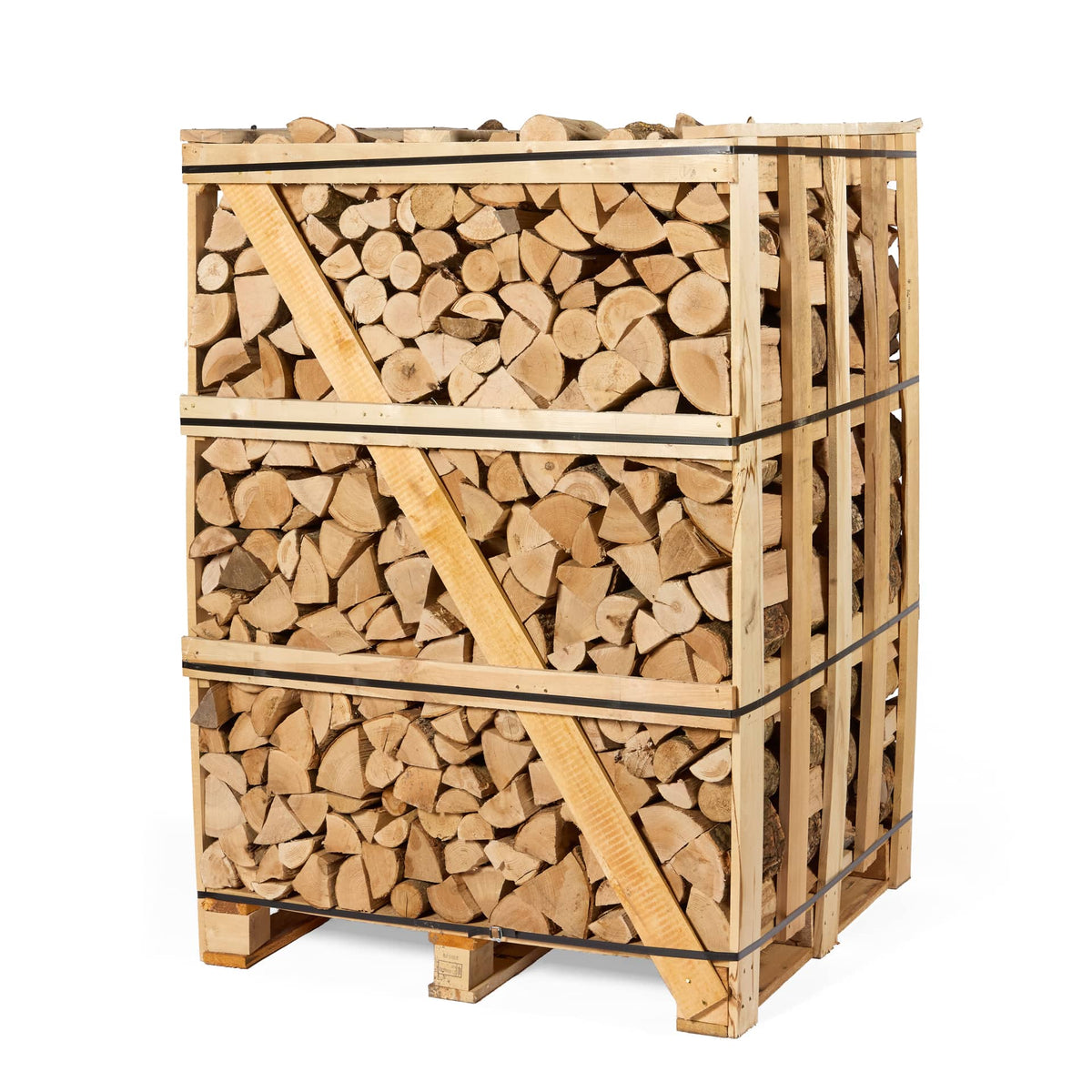 XL crate of stacked ash firewood logs