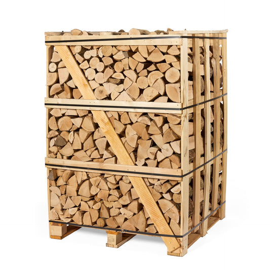 XL crate of stacked ash firewood logs