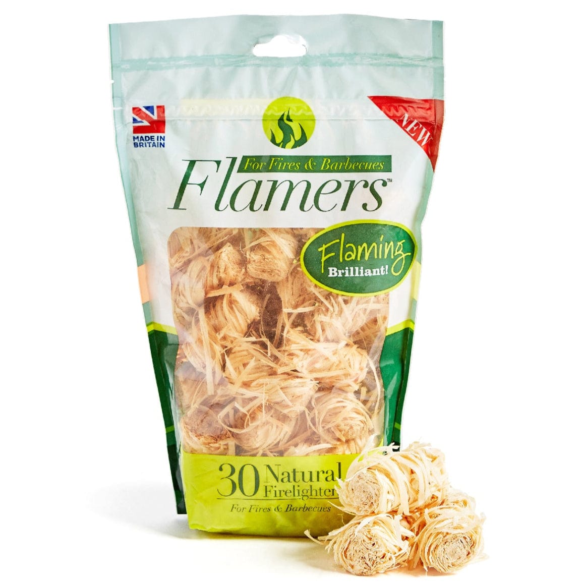 a pack of 30 Flamers natural firelighters