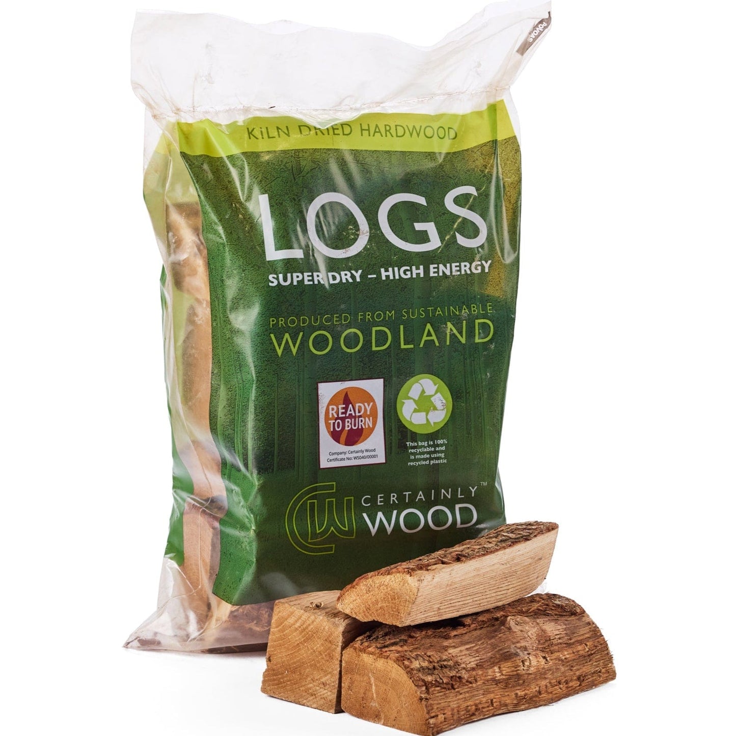 bag of kiln dried hardwood logs