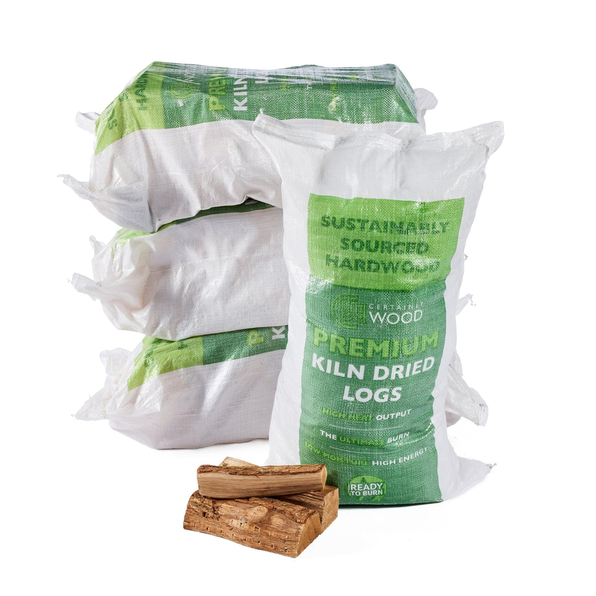 four boot bags of kiln dried logs