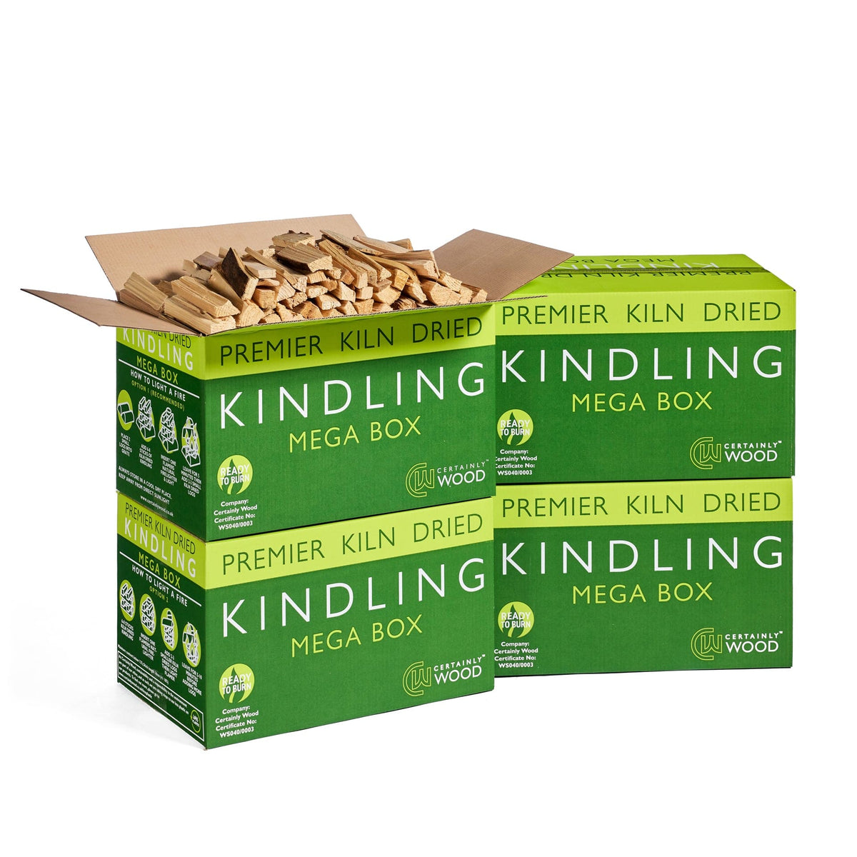 four boxes of mega kindling