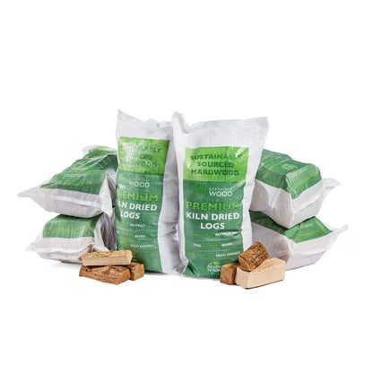 six boot bags of kiln dried logs