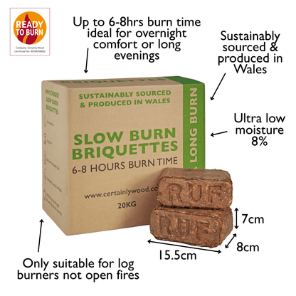 slow burn briquettes dimensions