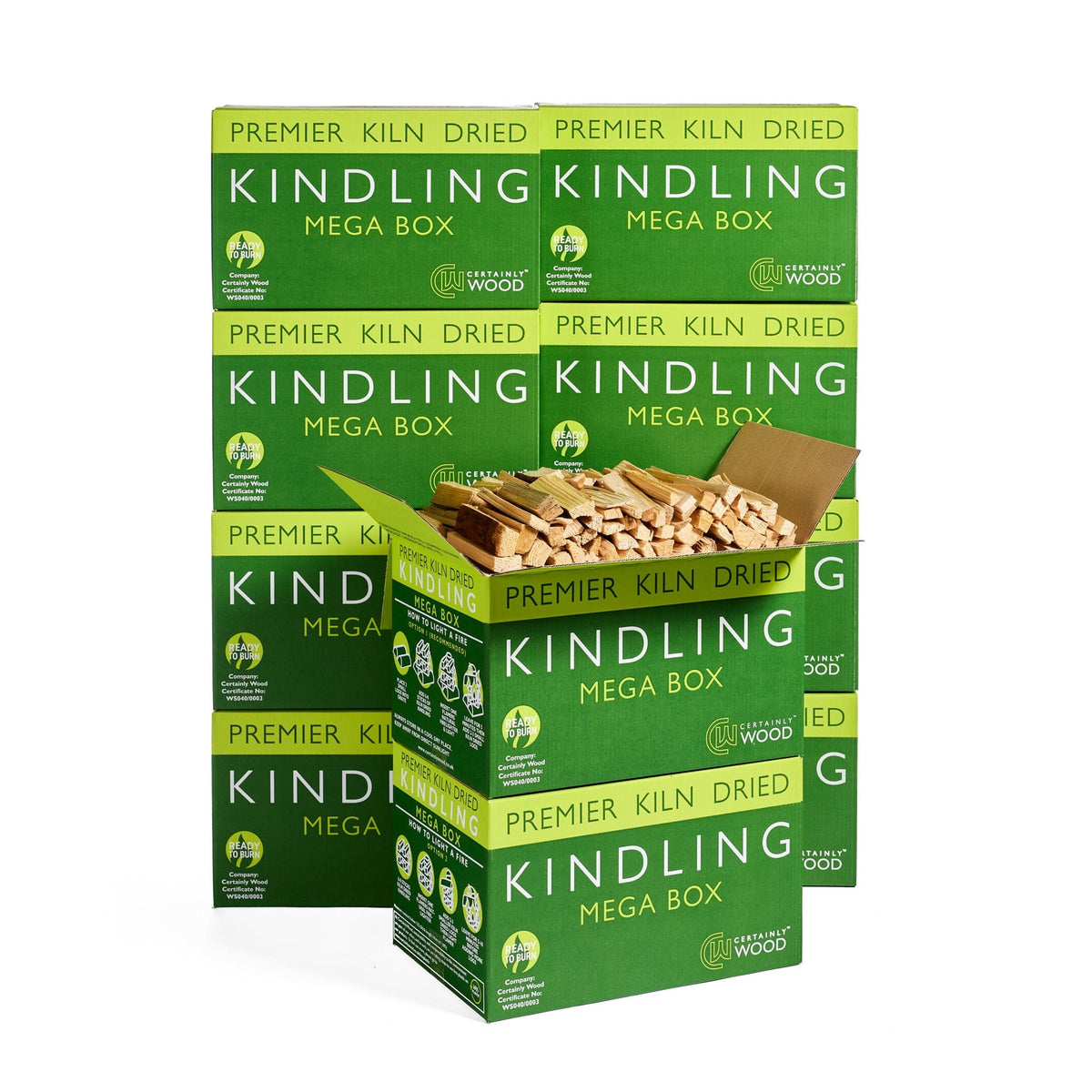 ten boxes of mega kindling