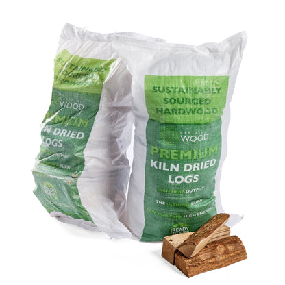 two boot bags of kiln dried logs
