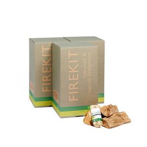 three boxes of kiln dried logs